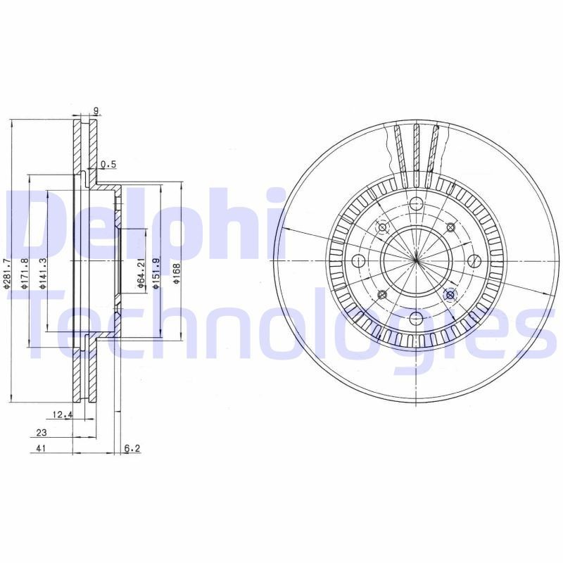 DELPHI Brake disc Article number: BG2815 cheaply