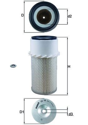 MAHLE ORIGINAL Air filter Article number: LX 16 cheaply
