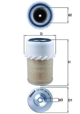 MAHLE ORIGINAL Air filter Article number: LX 730 cheaply