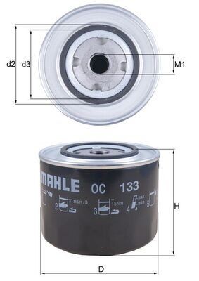 MAHLE ORIGINAL Oil filter Article number: OC 133 cheaply