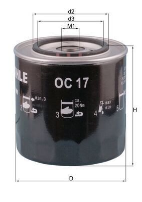 MAHLE ORIGINAL Oil filter Article number: OC 17 cheaply