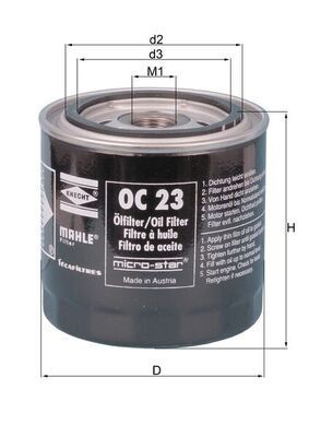 MAHLE ORIGINAL Oliefilter Varenummer: OC 23 OF billige