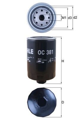 MAHLE ORIGINAL Oil filter Article number: OC 381 cheaply