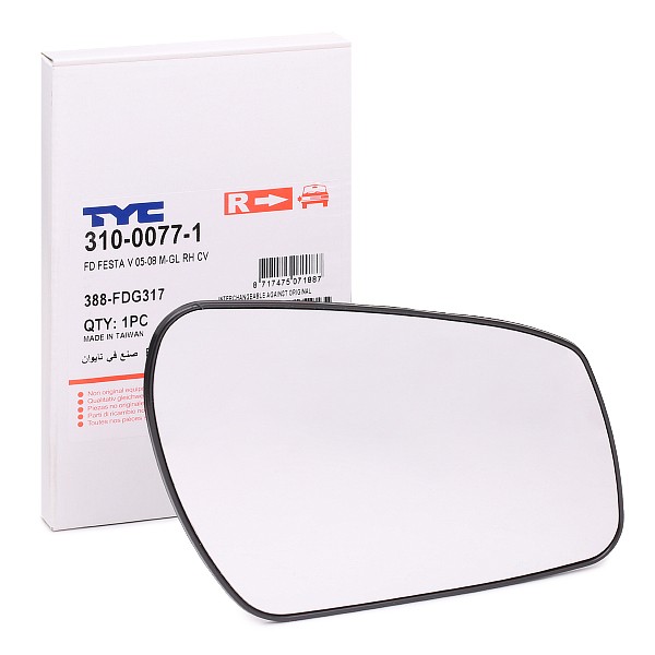 TYC Mirror Glass, outside mirror Article number: 310-0077-1 cheaply