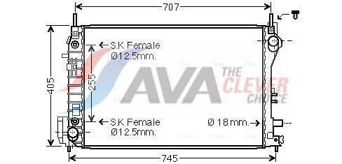 AVA COOLING SYSTEMS Engine radiator Article number: OL2559 cheaply