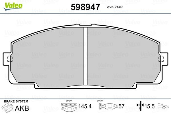 VALEO Brake pad set Article number: 598947 cheaply