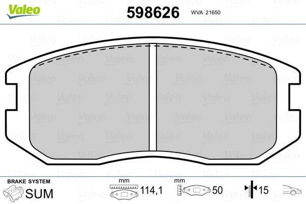 VALEO Brake pad set Article number: 598626 cheaply