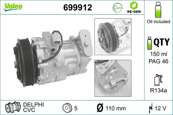 VALEO Air conditioning compressor Article number: 699912 cheaply