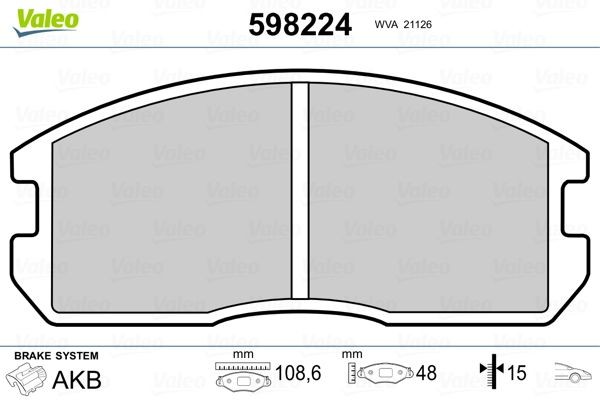VALEO Brake pad set Article number: 598224 cheaply