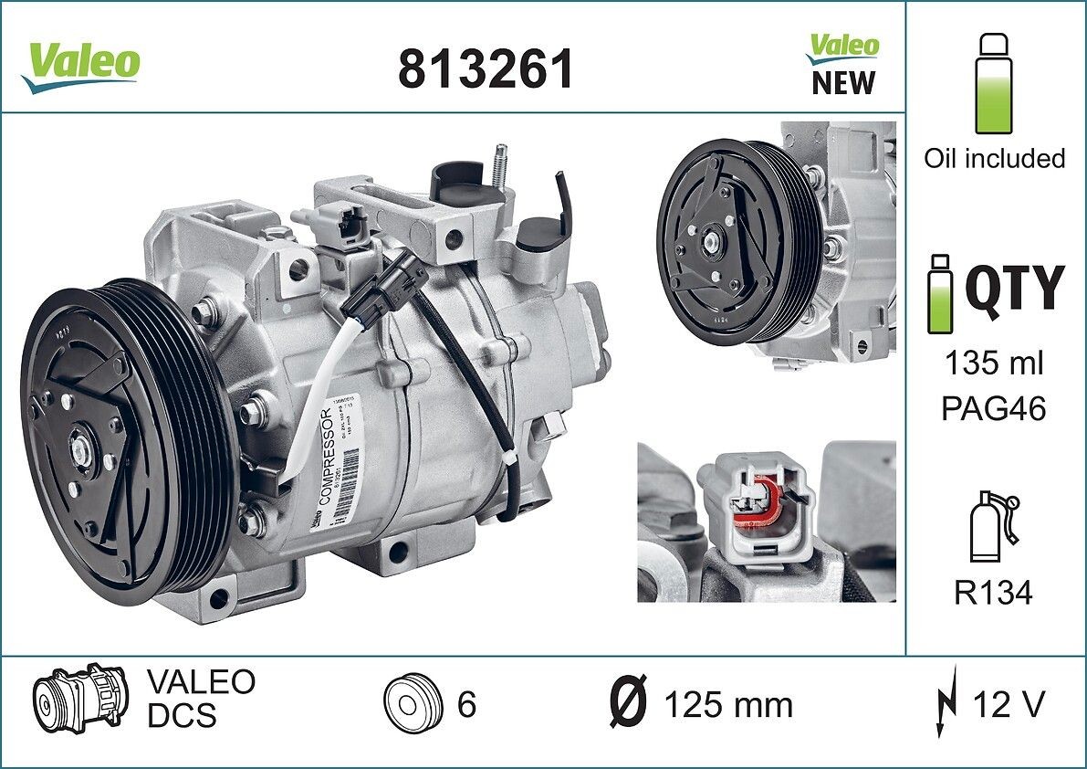 VALEO Air conditioning compressor Article number: 813261 cheaply