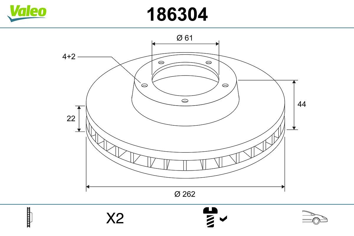 VALEO Brake disc Article number: 186304 cheaply
