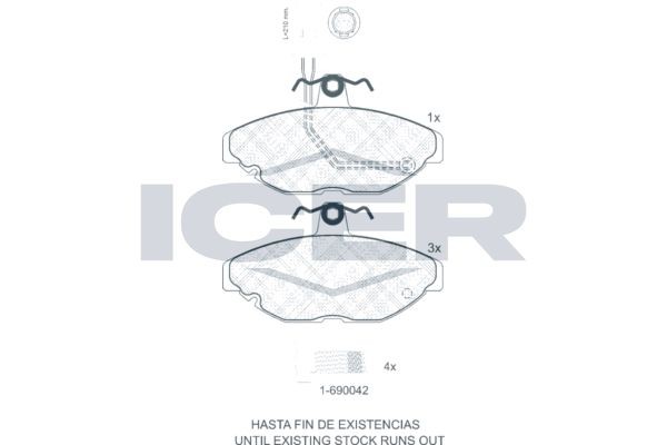 ICER Brake pad set Article number: 180455-700 cheaply