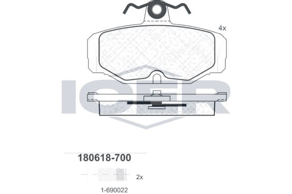 ICER Brake pad set Article number: 180618-700 cheaply