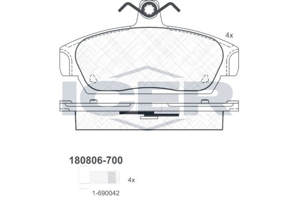 ICER Brake pad set Article number: 180806-700 cheaply