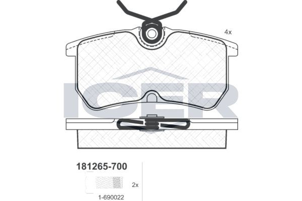 ICER Brake pad set Article number: 181265-700 cheaply