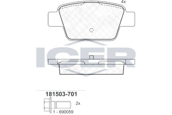 ICER Brake pad set Article number: 181503-701 cheaply