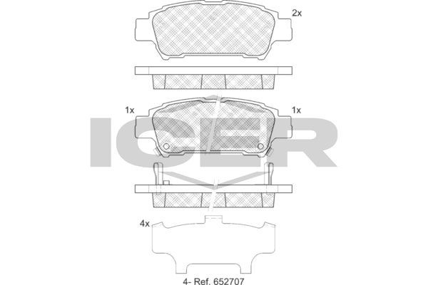 ICER Brake pad set Article number: 181608 cheaply
