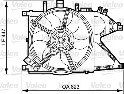 VALEO 696381 Support, cooling fan CORSA 1.4 16V (F08, F68) 90 PS Petrol 2006