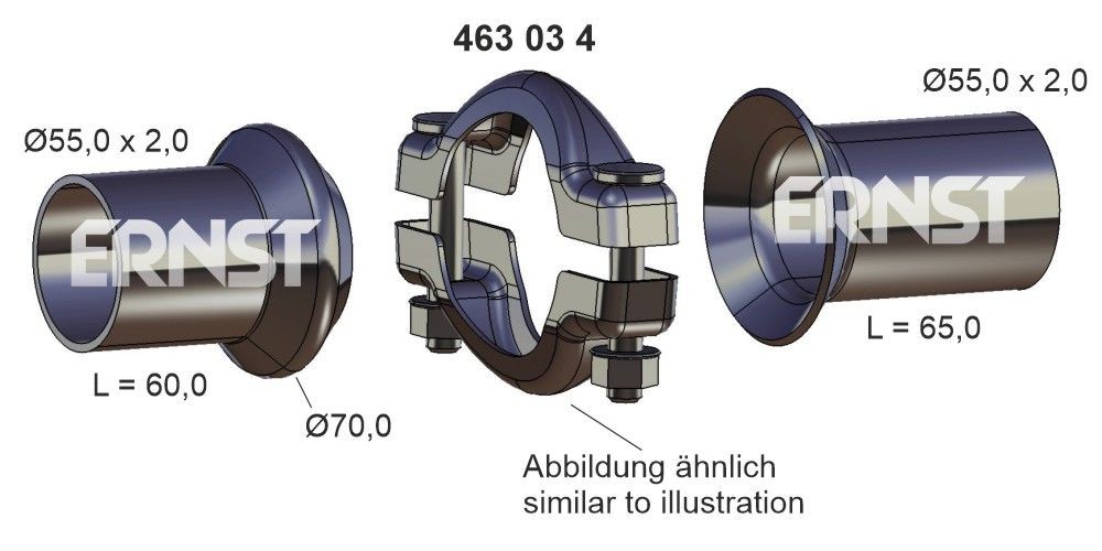 ERNST 463034 Remondikomplekt, heitgaasitoru SCUDO 2.0 JTD 94 HP Diisel 2006