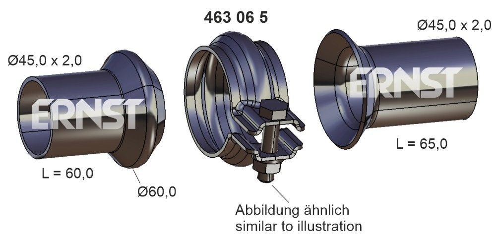 ERNST 463065 Rep.sæt, udstødningsrør C4 1.6 16V 109 HK Benzin 2014