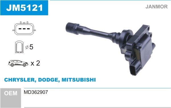JANMOR Ignition coil Article number: JM5121 cheaply