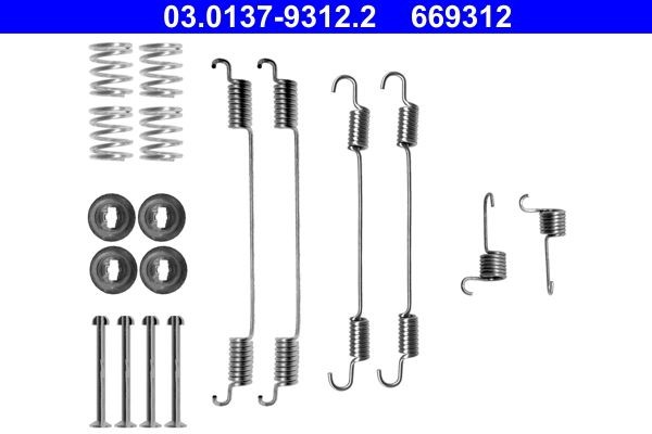 ATE 03.0137-9312.2 Tilbehørssæt, bremsebakker DUSTER 2.0 4x4 (HMMS) 143 HK Benzin