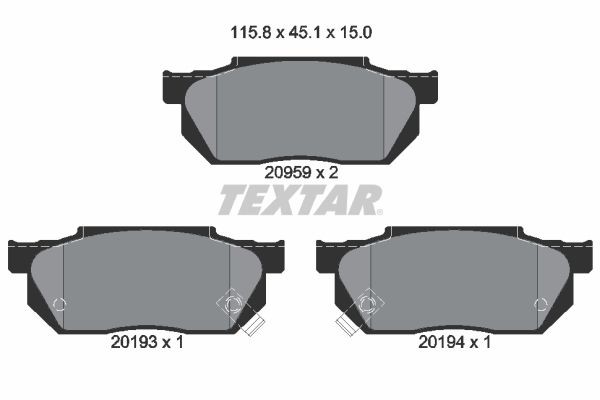 TEXTAR Brake pad set Article number: 2095902 cheaply