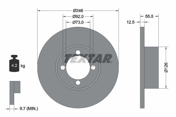 TEXTAR Brake disc Article number: 92010700 cheaply