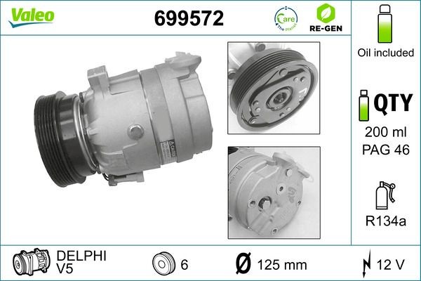 VALEO Air conditioning compressor Article number: 699572 cheaply