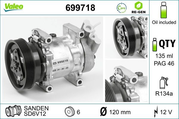 VALEO Air conditioning compressor Article number: 699718 cheaply