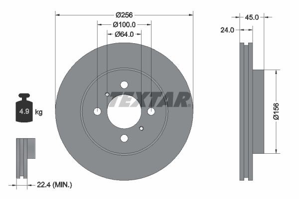 TEXTAR Brake disc Article number: 92135000 cheaply