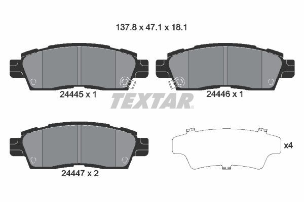 TEXTAR Brake pad set Article number: 2444501 cheaply