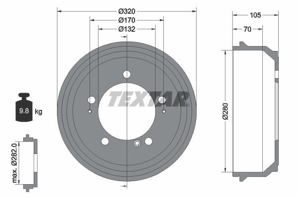 TEXTAR Brake drum Article number: 94027000 cheaply