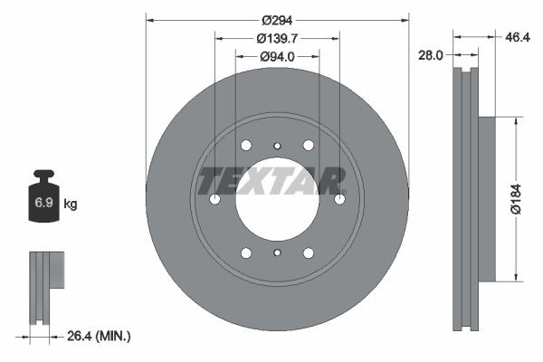 TEXTAR Brake disc Article number: 92180203 cheaply