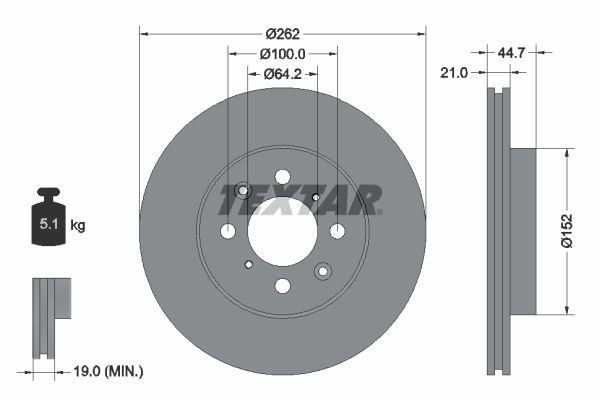 TEXTAR Disque de frein UGS: 92060903 à peu de frais