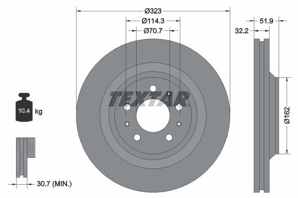 TEXTAR Brake disc Article number: 92261100 cheaply