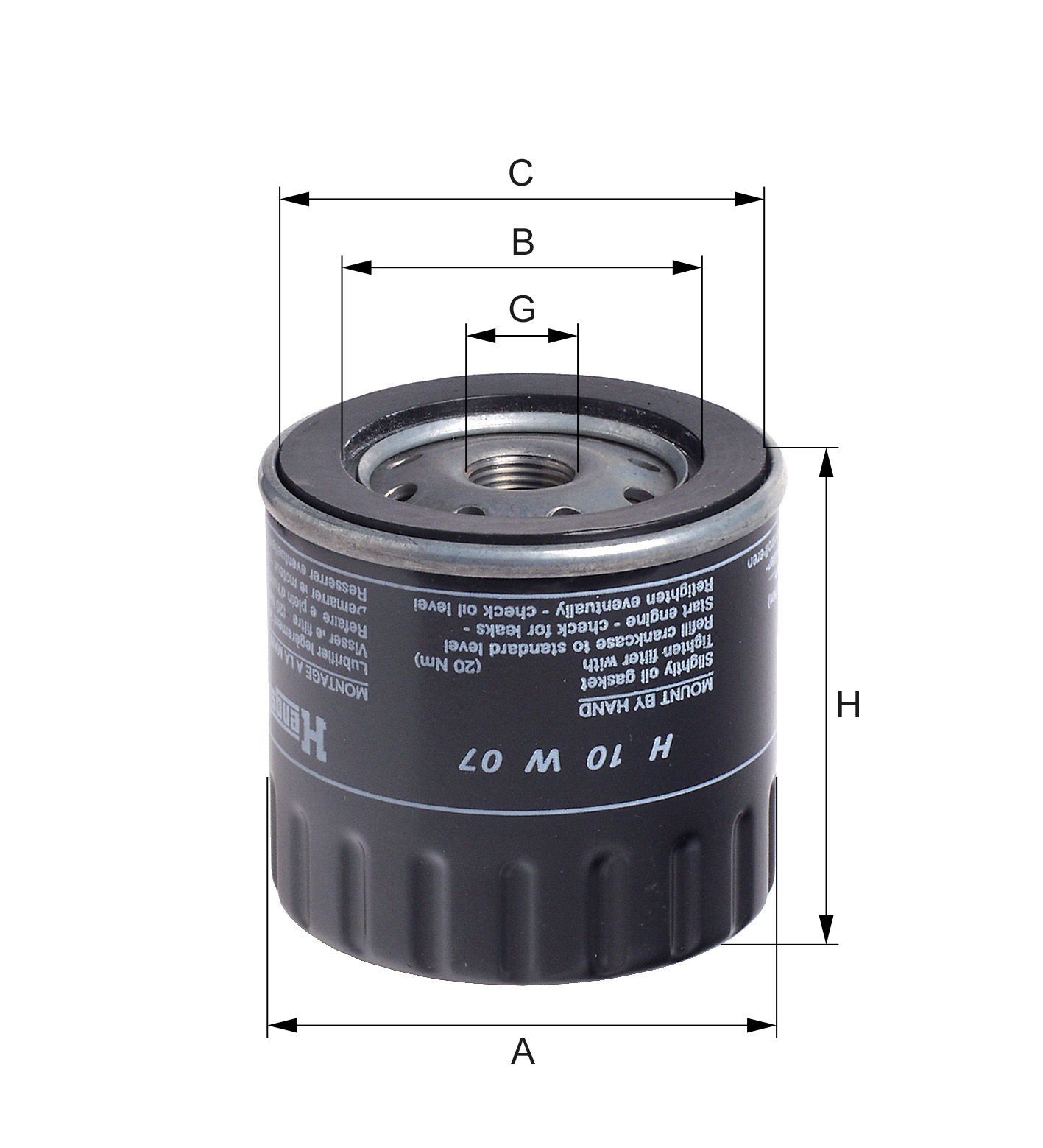 HENGST FILTER Oil filter Article number: H10W07 cheaply