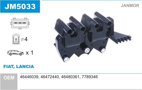 JANMOR Ignition coil Article number: JM5033 cheaply