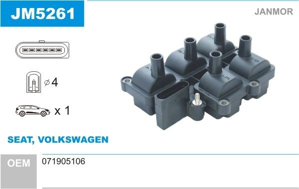 JANMOR Ignition coil Article number: JM5261 cheaply