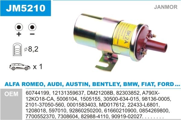 JANMOR Ignition coil Article number: JM5210 cheaply