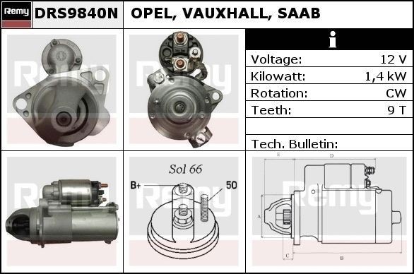 DELCO REMY Starter motor Article number: DRS9840N cheaply