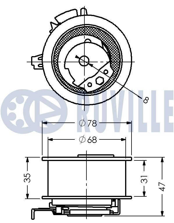 RUVILLE 56970 Демпер (успокоител-ртепт.вибр.), зъбен ремък PREVIA 3.0 (MCR30W) 220 K.C. бензин 2006