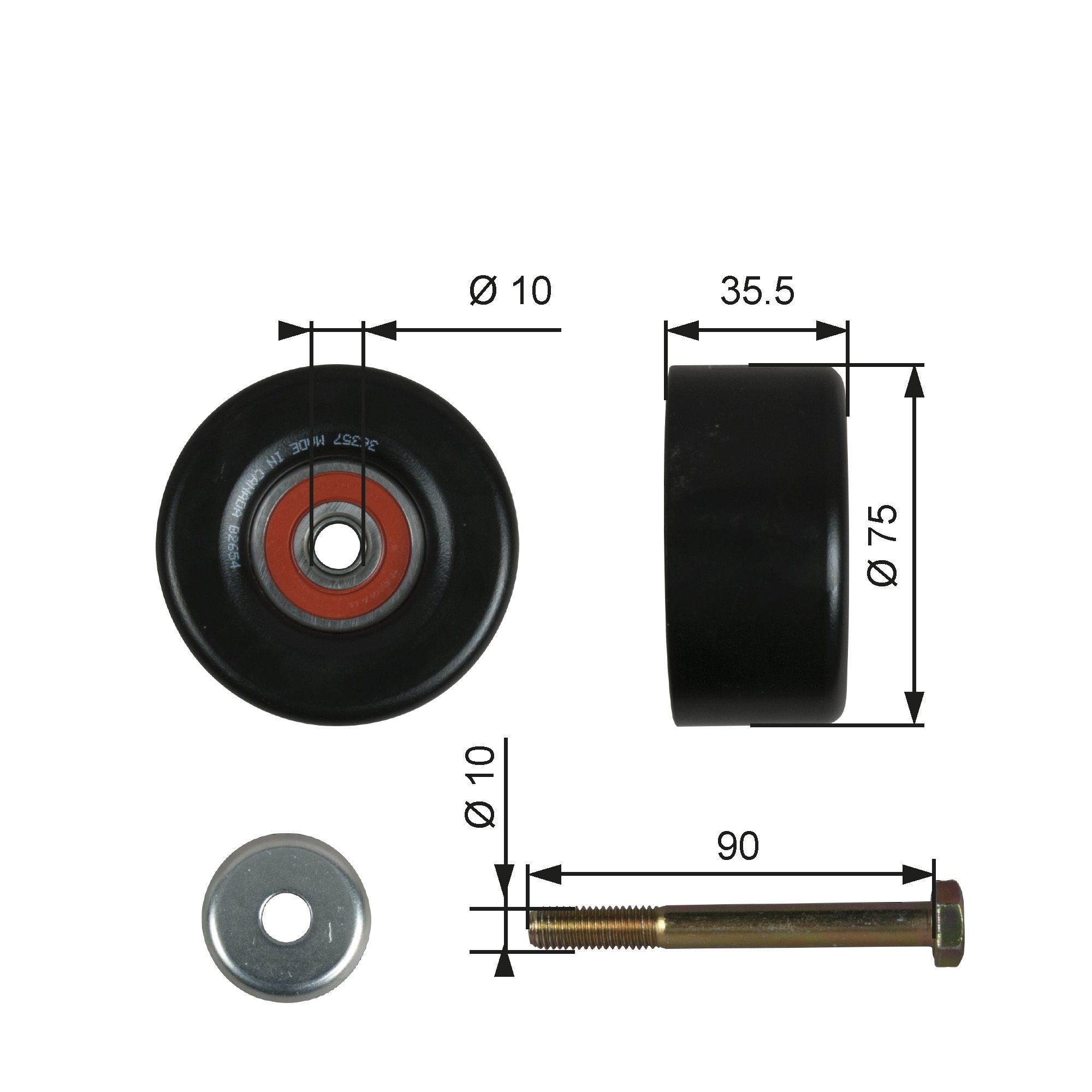 GATES Deflection / Guide Pulley, v-ribbed belt Article number: T36357 cheaply