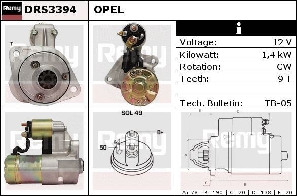 DELCO REMY Starter motor Article number: DRS3394N cheaply