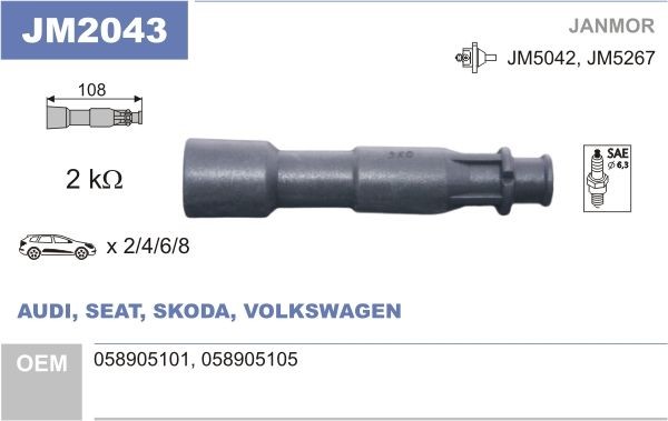 JANMOR Plug, coil Article number: JM2043 cheaply
