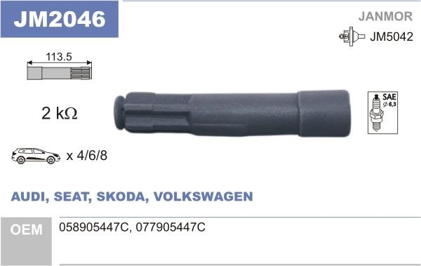 JANMOR JM2046 Plug, coil PASSAT 1.8 Syncro/4motion 125 PS Petrol 2001