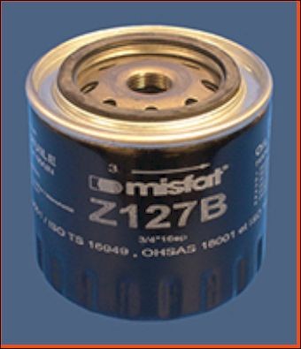 MISFAT Oil filter Article number: Z127B cheaply