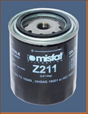 MISFAT Oil filter Article number: Z211 cheaply