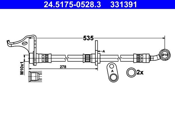 ATE Brake hose Article number: 24.5175-0528.3 cheaply
