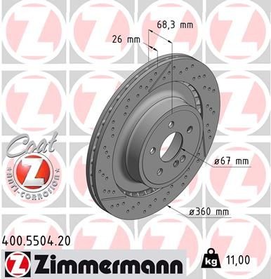 ZIMMERMANN Brake disc Article number: 400.5504.20 cheaply
